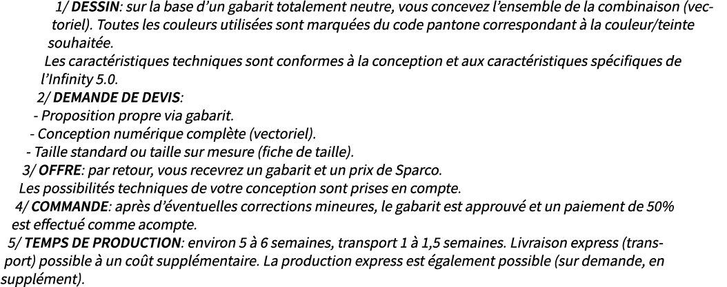 1/ DESSIN: sur la base d’un gabarit totalement neutre, vous concevez l’ensemble de la combinaison (vectoriel). Toutes...